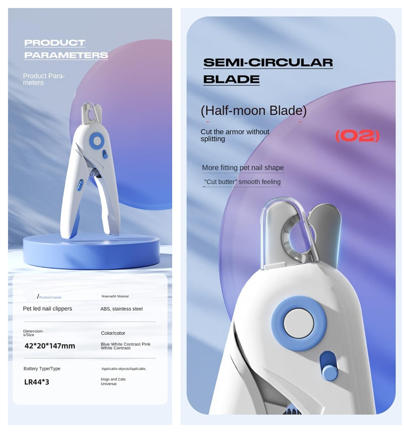 KFX-7163709 LED Light Cat Nail Clippers with Precision Stainless Steel Blade and Hidden Nail File