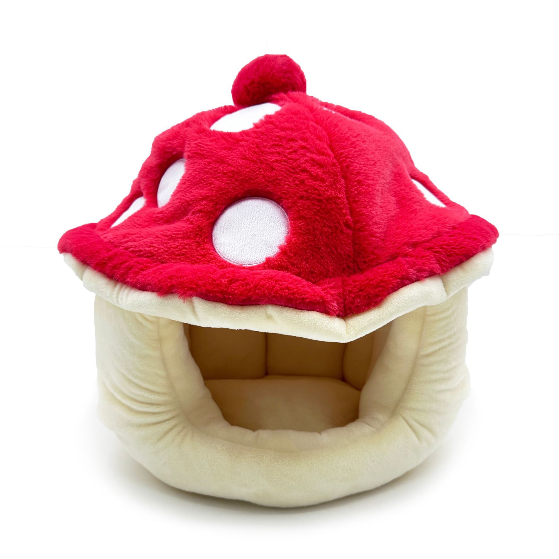 KFX-7163965 Cozy Plush Mushroom-Shaped Half Enclosed Cat Kennel, 42cm