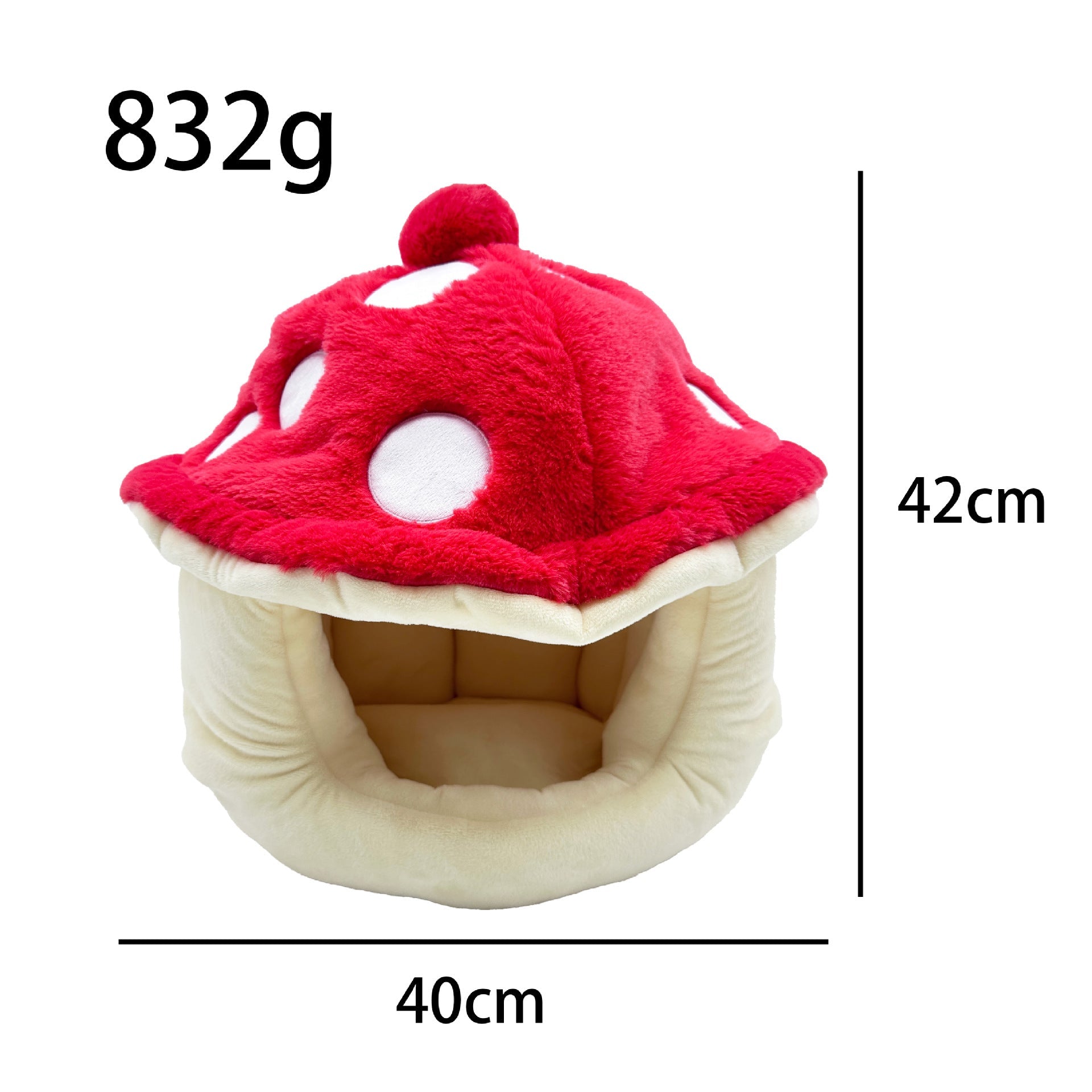 KFX-7163965 Cozy Plush Mushroom-Shaped Half Enclosed Cat Kennel, 42cm