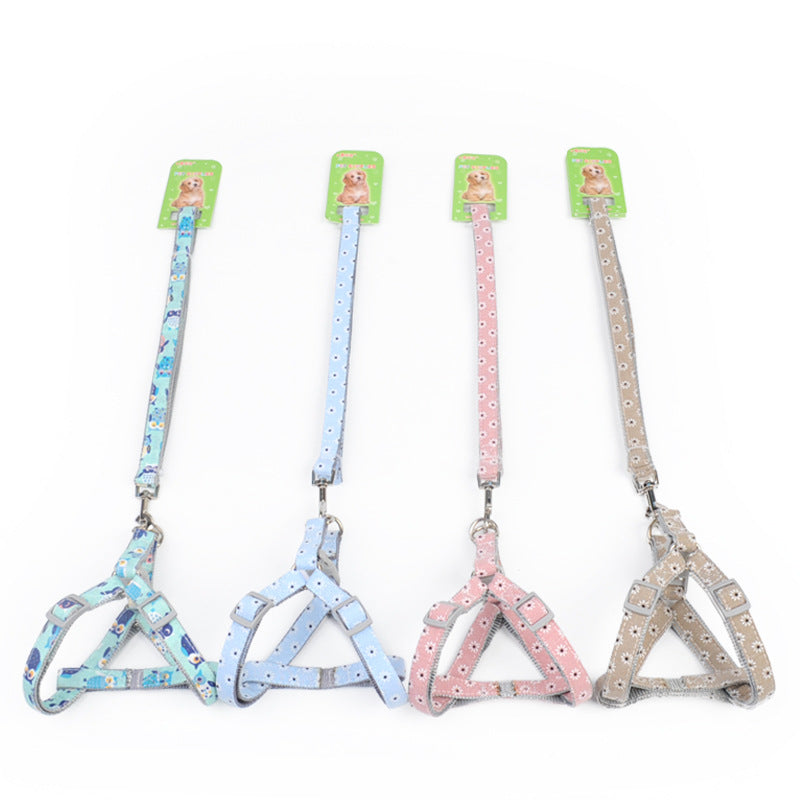 KFX-7164989 Adjustable Traction Rope Harness for Walking Dogs - Cotton and Nylon, Multiple Colors Available