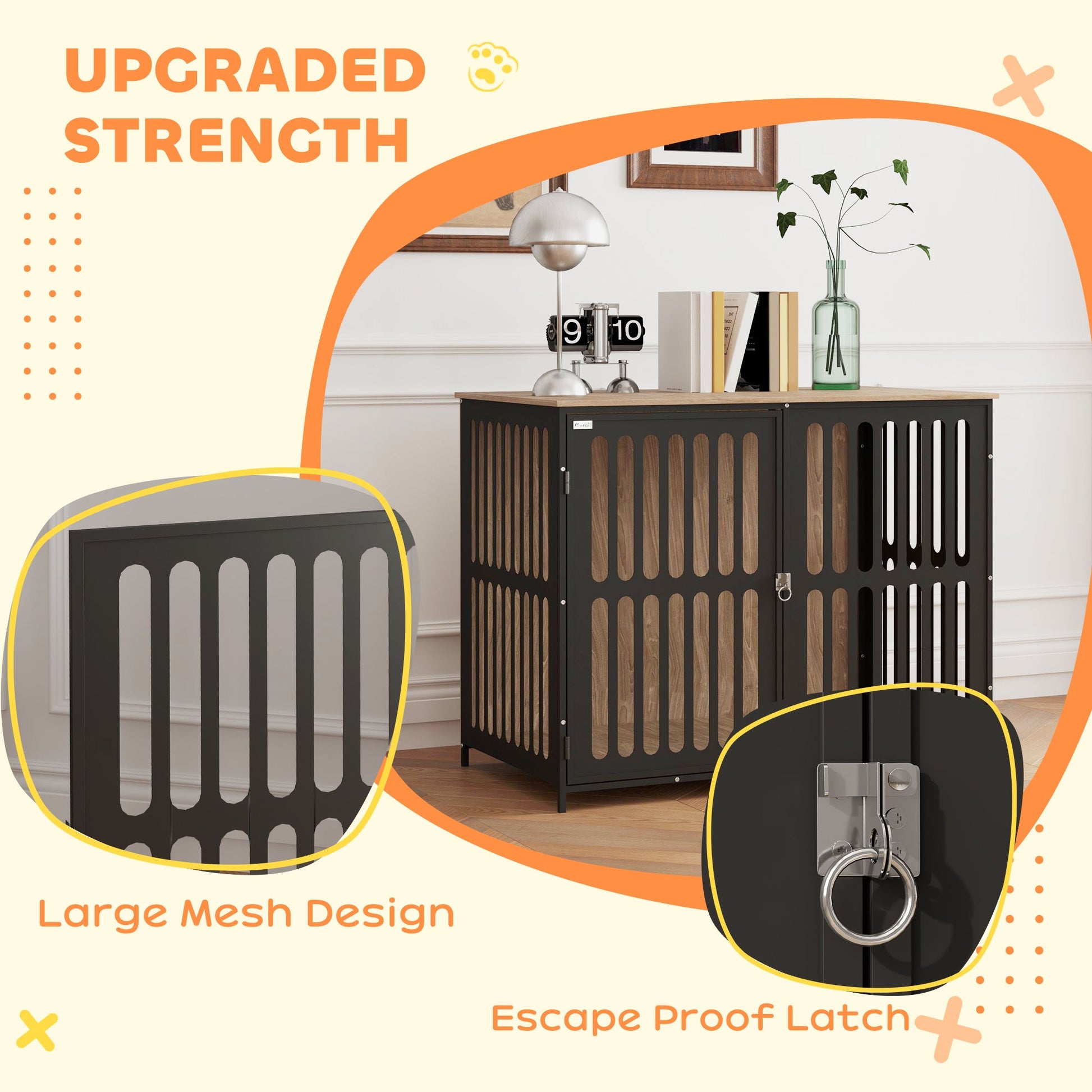 KFX-7169341 Dog Crate Furniture with Anti-Chew Design and Secure Single Door, 39" Walnut Brown