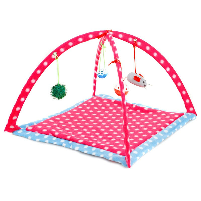 KFX-7173053 Cartoon Cat Play Tent and Hammock - Foldable Cat Bed with Balls and Patterns