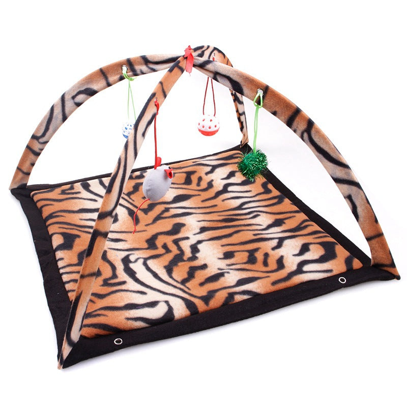 KFX-7173053 Cartoon Cat Play Tent and Hammock - Foldable Cat Bed with Balls and Patterns
