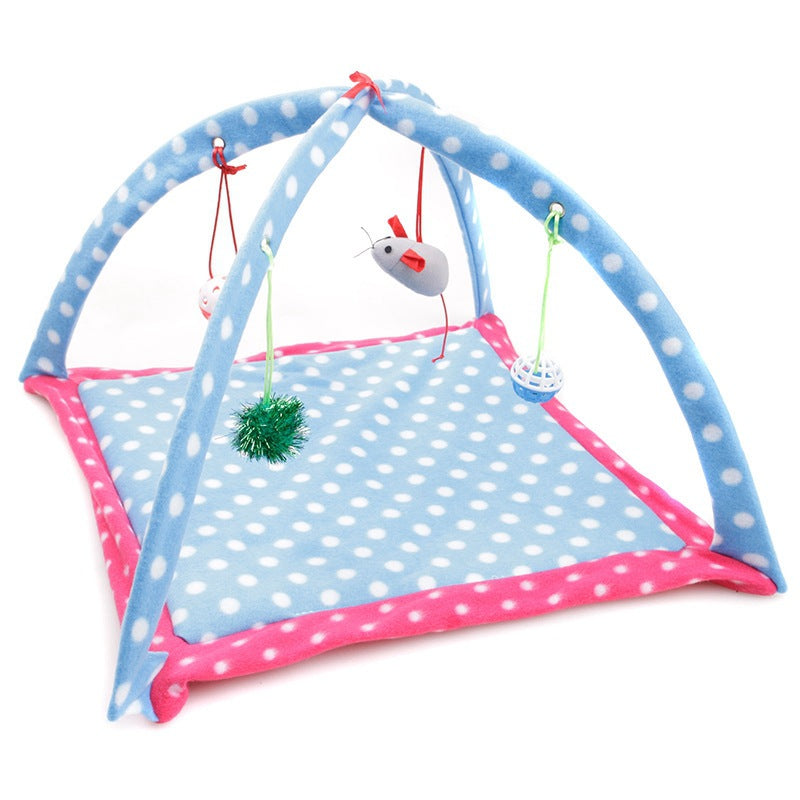 KFX-7173053 Cartoon Cat Play Tent and Hammock - Foldable Cat Bed with Balls and Patterns