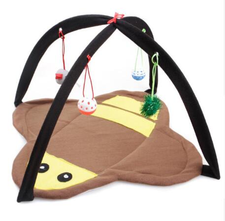 KFX-7173053 Cartoon Cat Play Tent and Hammock - Foldable Cat Bed with Balls and Patterns