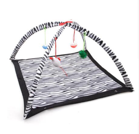 KFX-7173053 Cartoon Cat Play Tent and Hammock - Foldable Cat Bed with Balls and Patterns