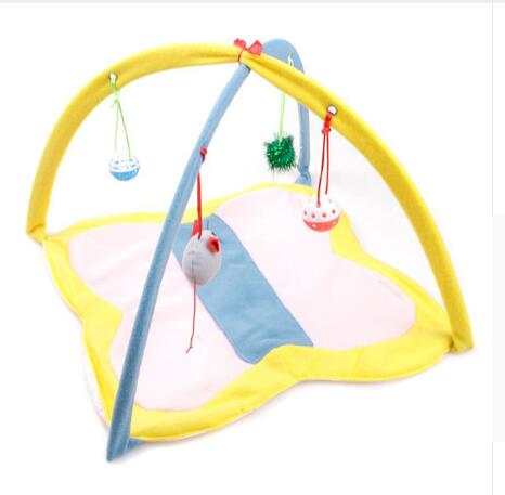 KFX-7173053 Cartoon Cat Play Tent and Hammock - Foldable Cat Bed with Balls and Patterns
