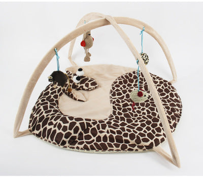 KFX-7173053 Cartoon Cat Play Tent and Hammock - Foldable Cat Bed with Balls and Patterns
