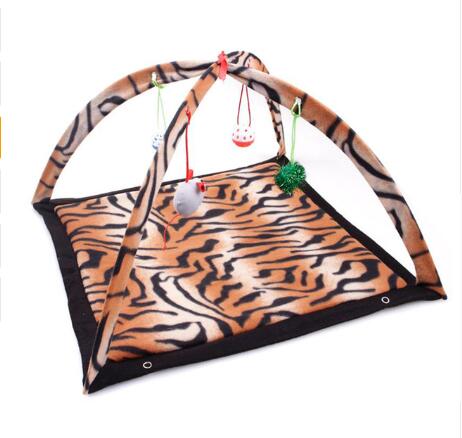 KFX-7173053 Cartoon Cat Play Tent and Hammock - Foldable Cat Bed with Balls and Patterns