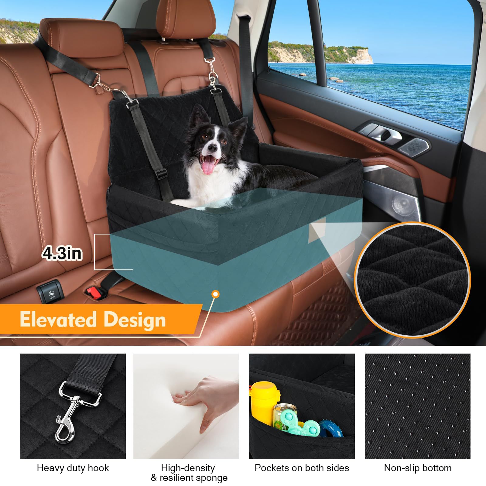 KFX-7173309 Nylon Car Rear Doghouse - Removable and Washable Pet Mat in Various Colors