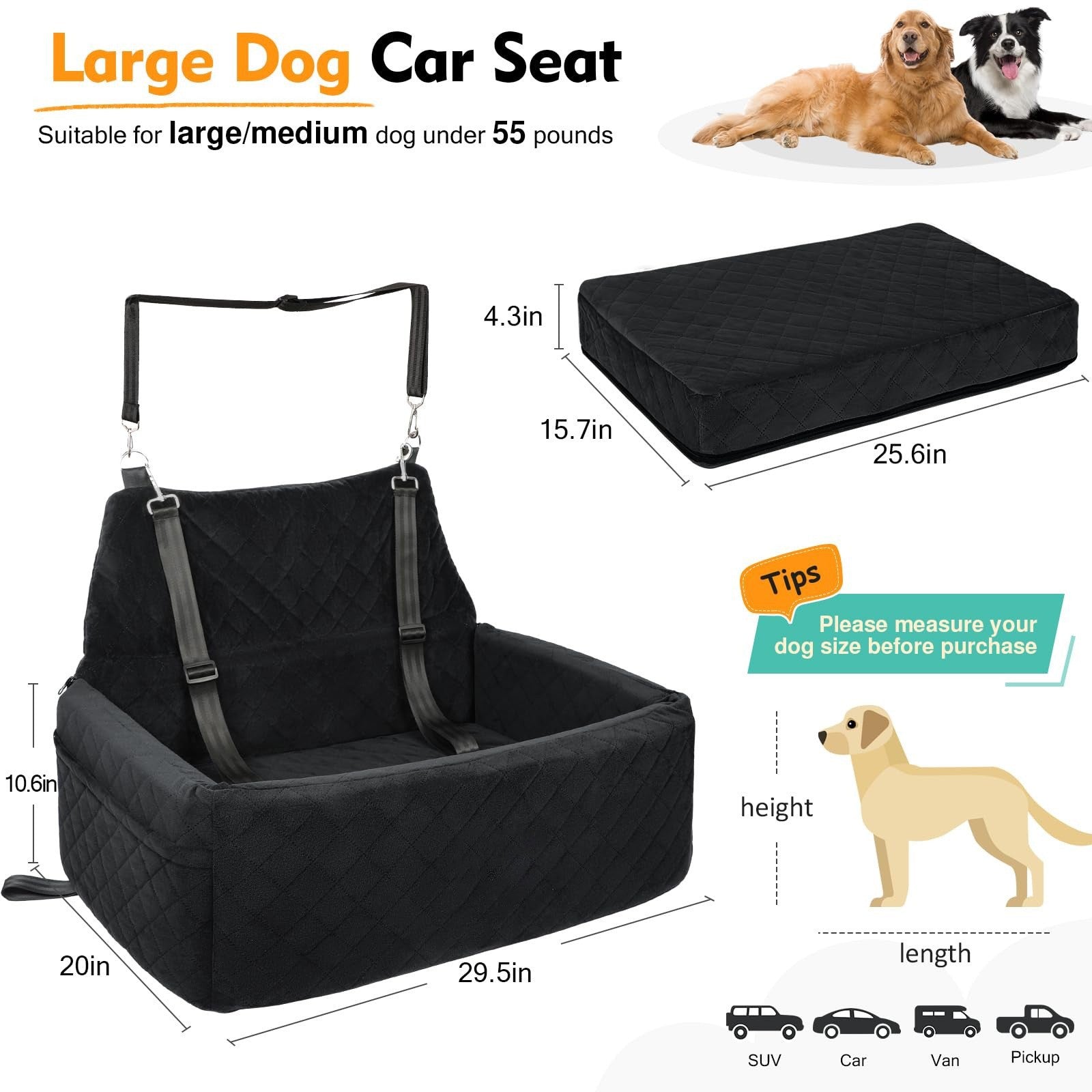 KFX-7173309 Nylon Car Rear Doghouse - Removable and Washable Pet Mat in Various Colors