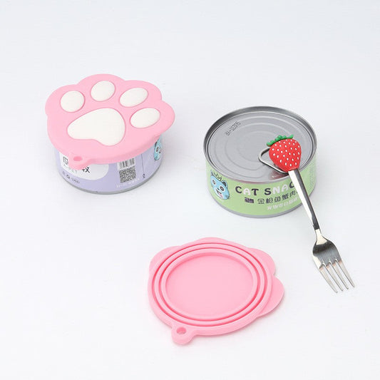 KFX-7174717 Silicone Dog Paw Design Pet Can Lid – Versatile and Durable, Fits Standard Canned Pet Food