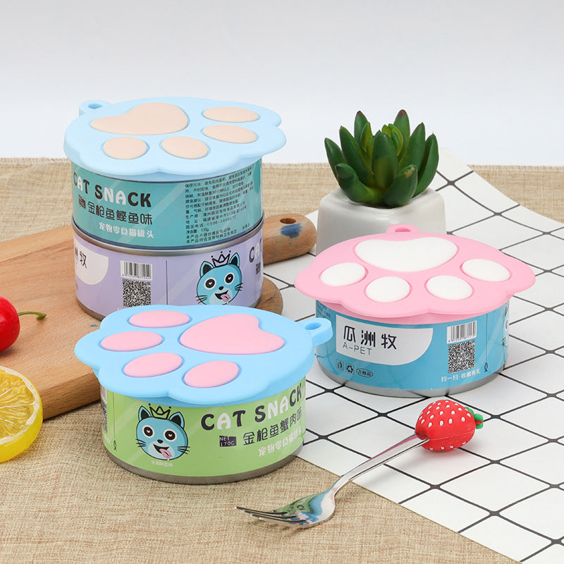 KFX-7174717 Silicone Dog Paw Design Pet Can Lid – Versatile and Durable, Fits Standard Canned Pet Food
