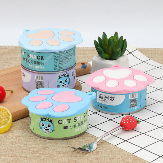 KFX-7174717 Silicone Dog Paw Design Pet Can Lid – Versatile and Durable, Fits Standard Canned Pet Food