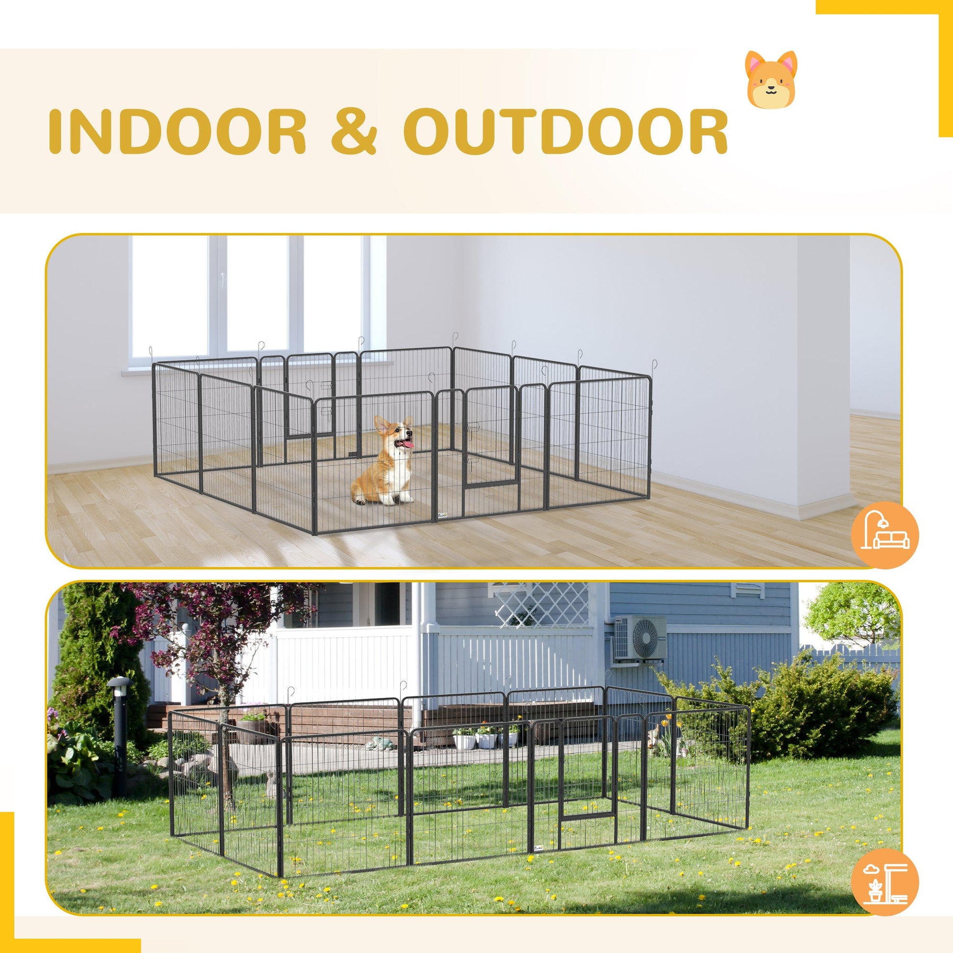 KFX-7175101 Expandable 24-Panel Dog Playpen with Lockable Doors for Small to Medium Dogs