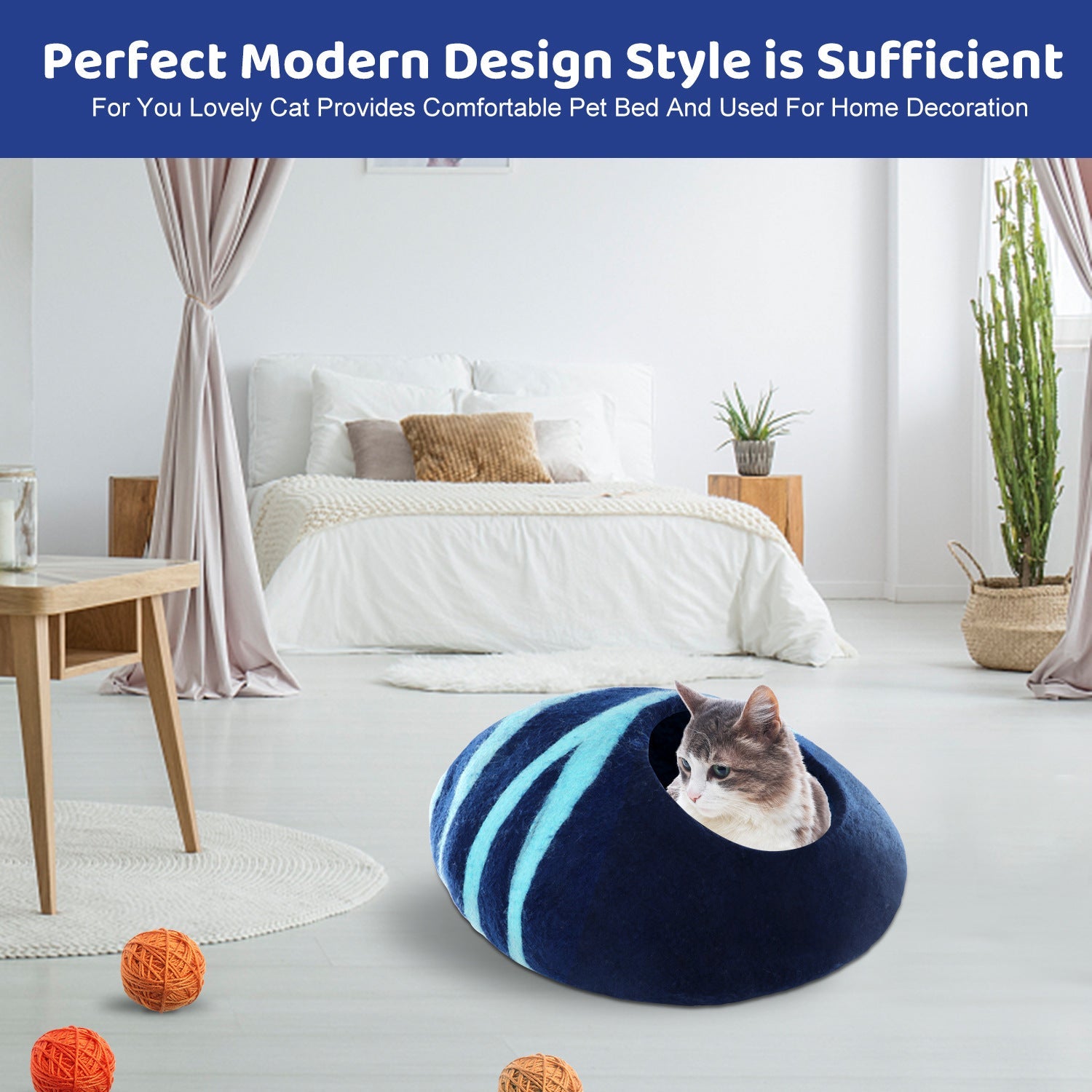 KFX-7175485 Handcrafted Merino Wool Cat House | Cozy, Safe, and Washable Pet Nest