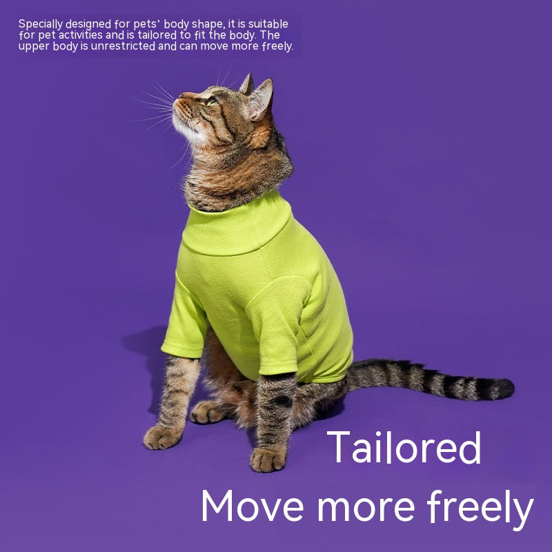 KFX-7177021 Cozy Turtleneck Ribbed Cat Shirt in Sky Blue, Fruit Green, and Pink - Sizes S to XL
