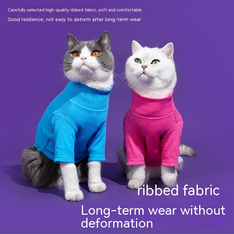 KFX-7177021 Cozy Turtleneck Ribbed Cat Shirt in Sky Blue, Fruit Green, and Pink - Sizes S to XL