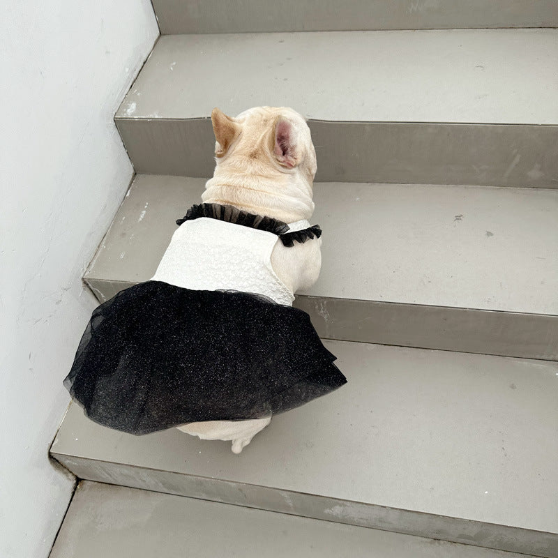 KFX-7178813 Pomeranian Princess Mesh Dress in Black and White, Sizes S-XXL