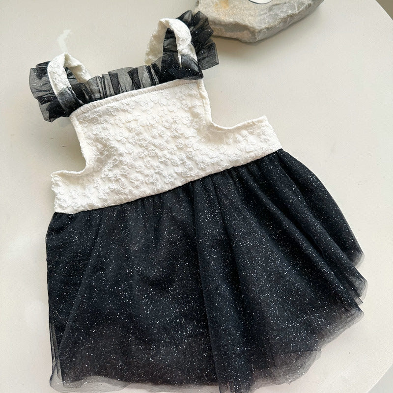 KFX-7178813 Pomeranian Princess Mesh Dress in Black and White, Sizes S-XXL