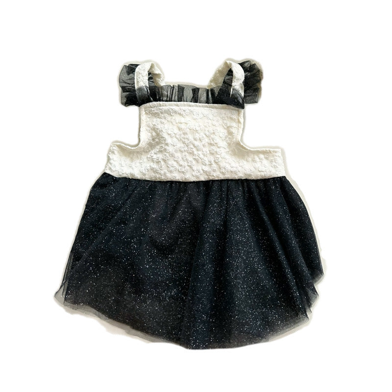 KFX-7178813 Pomeranian Princess Mesh Dress in Black and White, Sizes S-XXL
