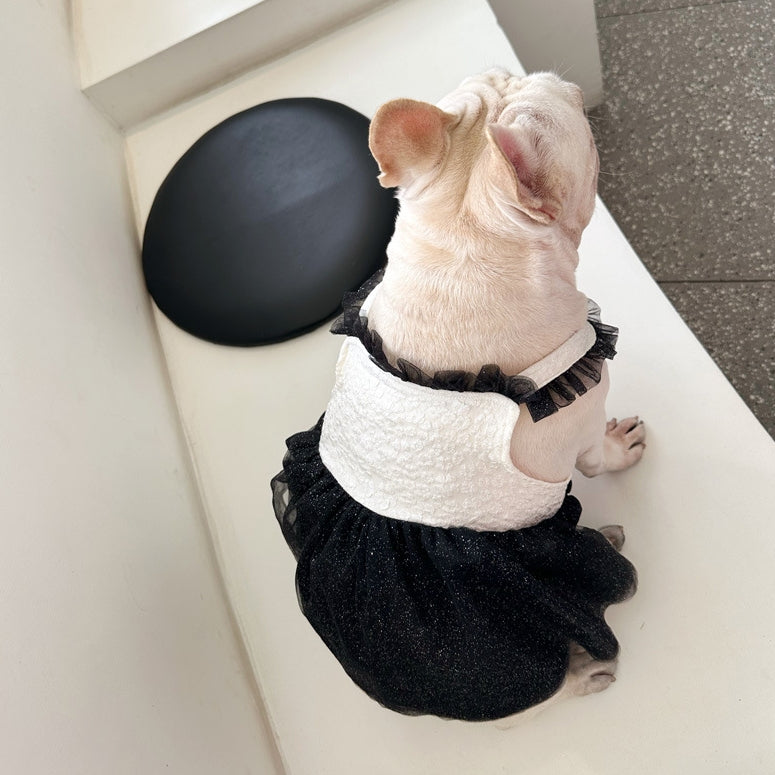 KFX-7178813 Pomeranian Princess Mesh Dress in Black and White, Sizes S-XXL