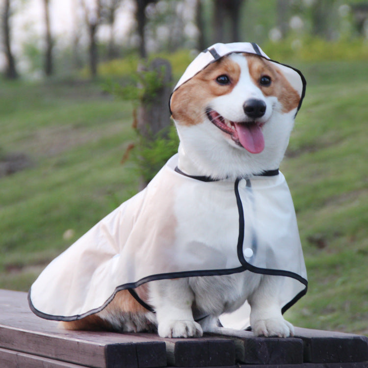 KFX-7179581 Waterproof Transparent Pet Raincoat - Ins Style Polyester Cloak in Multiple Sizes