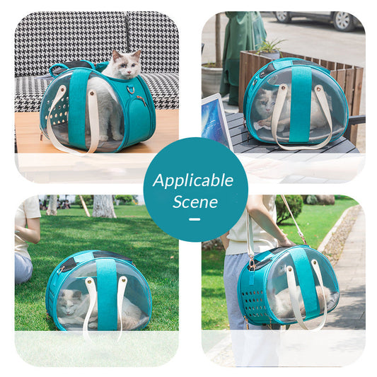 KFX-7183421 Transparent Pet Carrier Backpack for Small Animals - Breathable, Ergonomic Design with Ventilation Holes