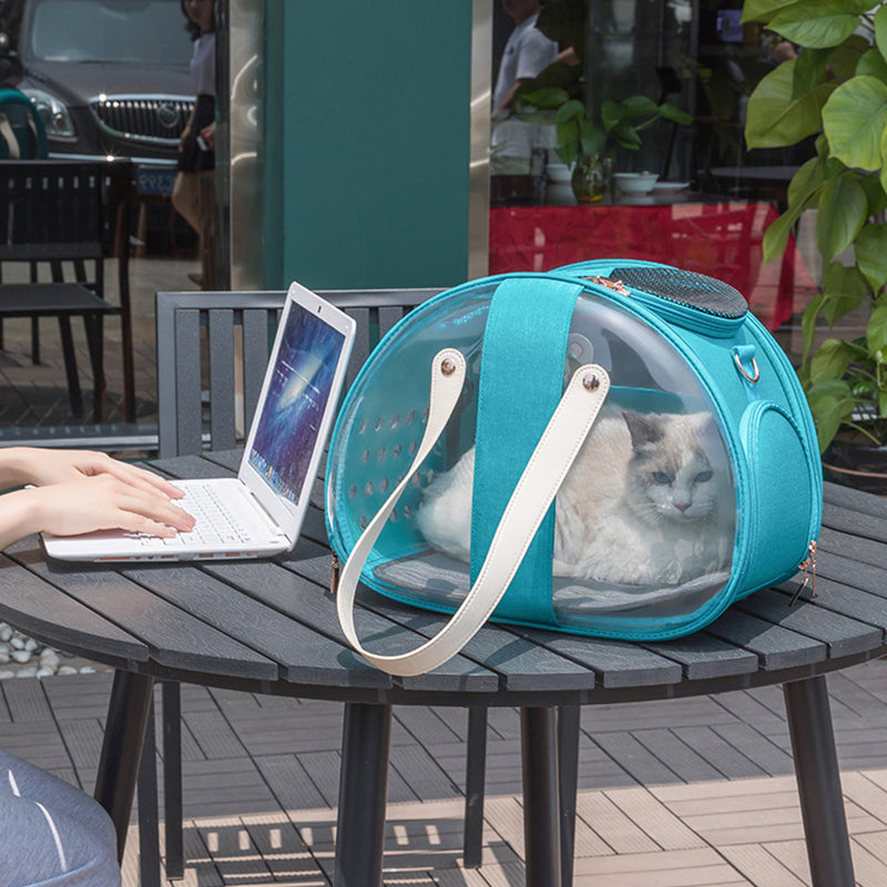 KFX-7183421 Transparent Pet Carrier Backpack for Small Animals - Breathable, Ergonomic Design with Ventilation Holes