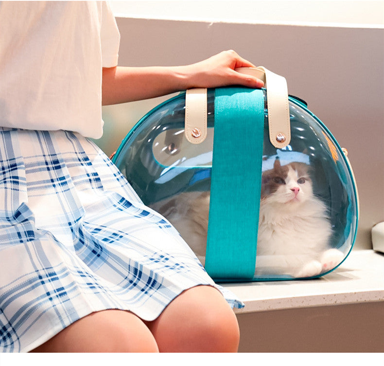 KFX-7183421 Transparent Pet Carrier Backpack for Small Animals - Breathable, Ergonomic Design with Ventilation Holes