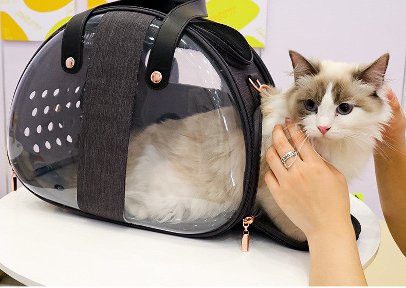 KFX-7183421 Transparent Pet Carrier Backpack for Small Animals - Breathable, Ergonomic Design with Ventilation Holes