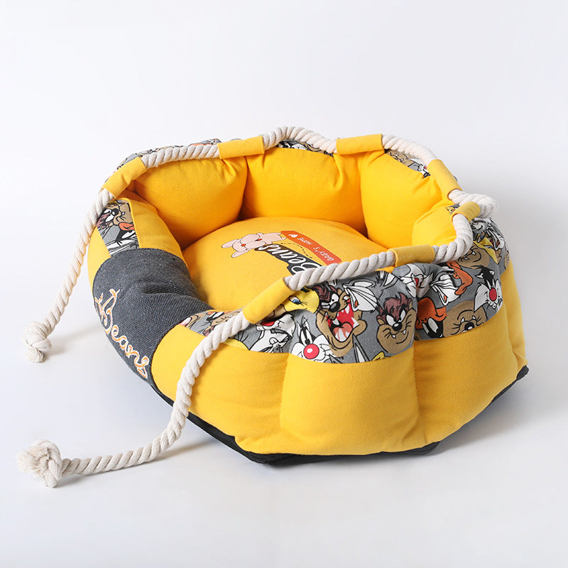 KFX-7187005 Thickening Method Dog Mat in Orange and Yellow, Sizes S and M