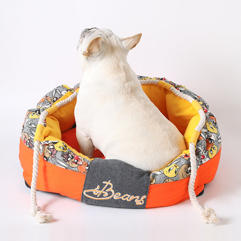 KFX-7187005 Thickening Method Dog Mat in Orange and Yellow, Sizes S and M