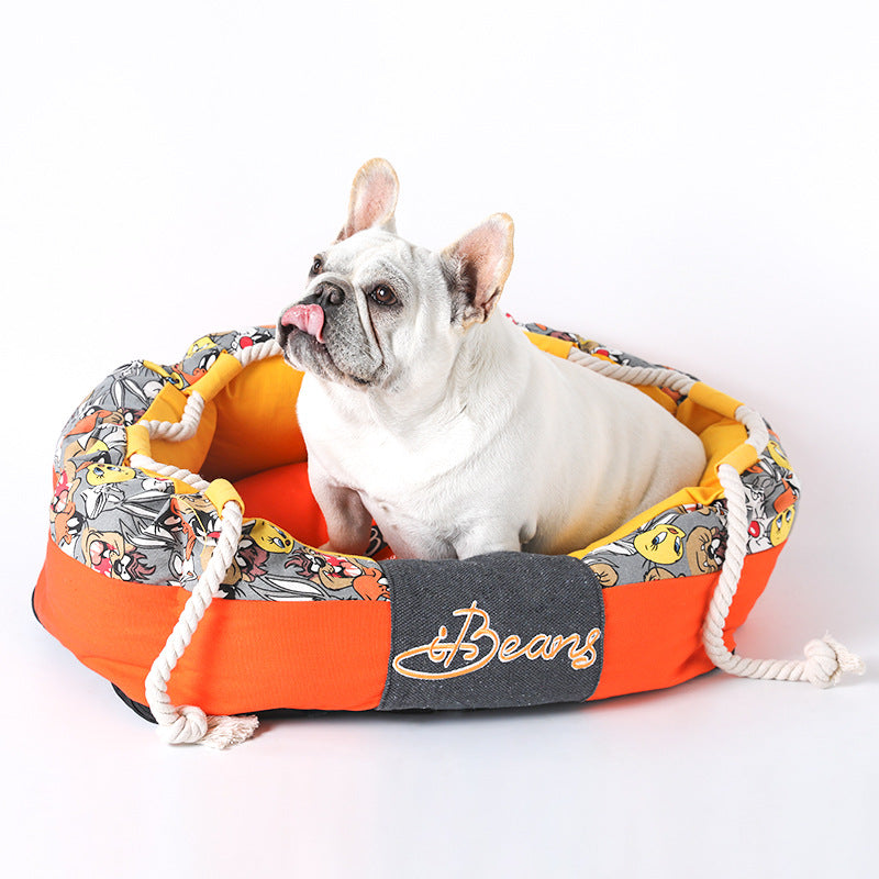 KFX-7187005 Thickening Method Dog Mat in Orange and Yellow, Sizes S and M