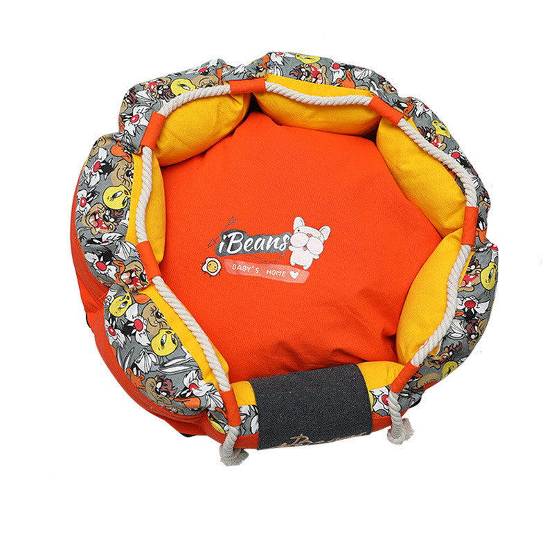 KFX-7187005 Thickening Method Dog Mat in Orange and Yellow, Sizes S and M