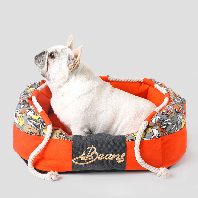 KFX-7187005 Thickening Method Dog Mat in Orange and Yellow, Sizes S and M