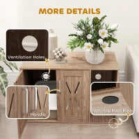 KFX-7188413 Cat Litter Box Enclosure with Scratching Board - Walnut Brown Side Table for Litter Box Storage