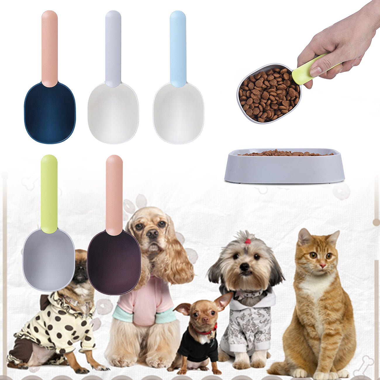 KFX-7190205 Ergonomic Pet Food Scoop with Bag Clip Handle for Accurate Measurement and Easy Feeding