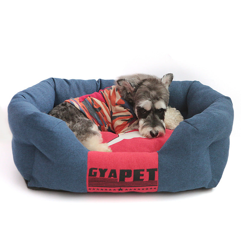 KFX-7192765 Striped Pet Nest for Dogs in Various Sizes - Red, Yellow, Green, Blue