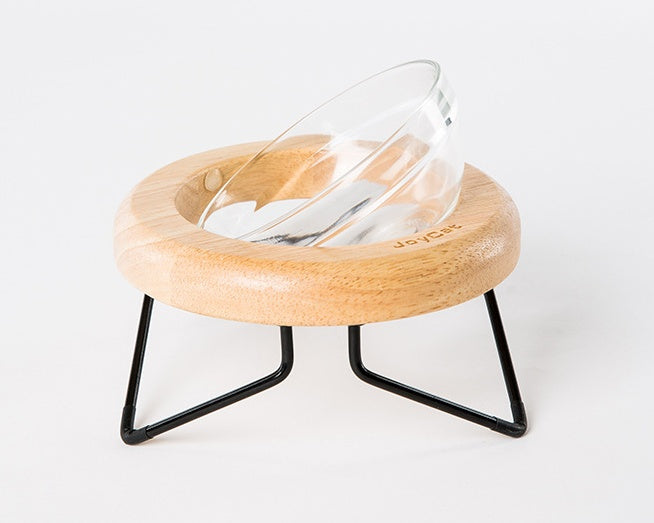 KFX-7192893 Solid Wood Cat Bowl Rack - Natural Wood Pet Feeding Stand (19*19*10cm)
