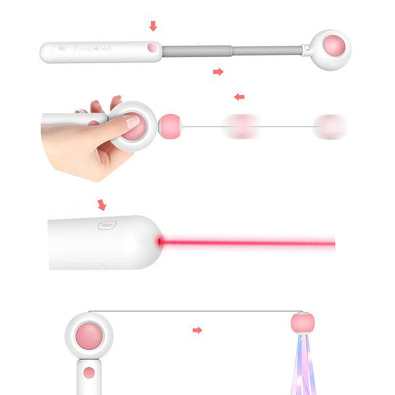 KFX-7193533 2-in-1 Retractable Cat Wand Toy with Laser and Feather Replacements