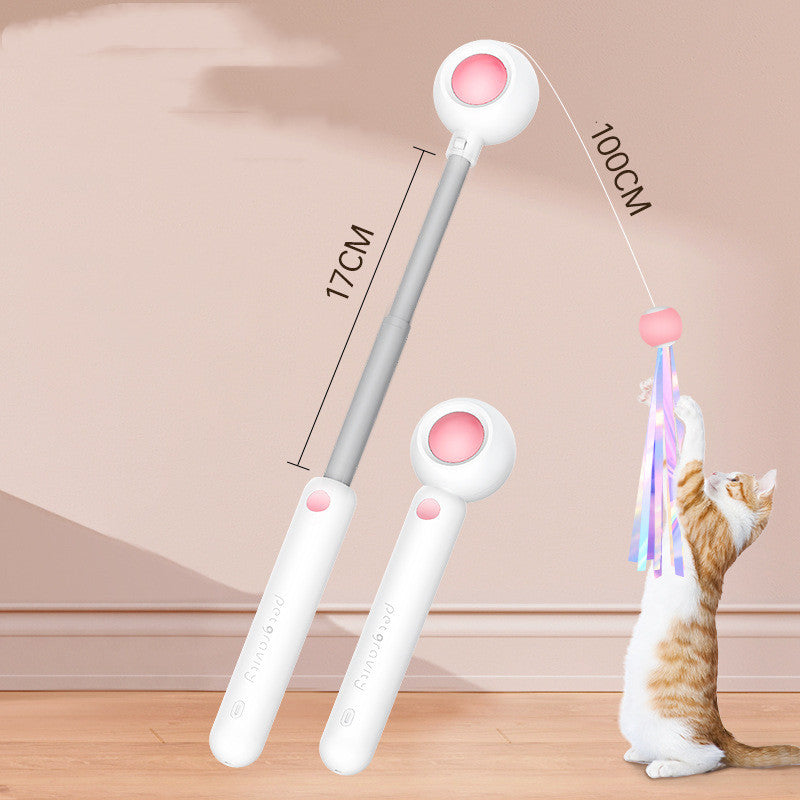 KFX-7193533 2-in-1 Retractable Cat Wand Toy with Laser and Feather Replacements