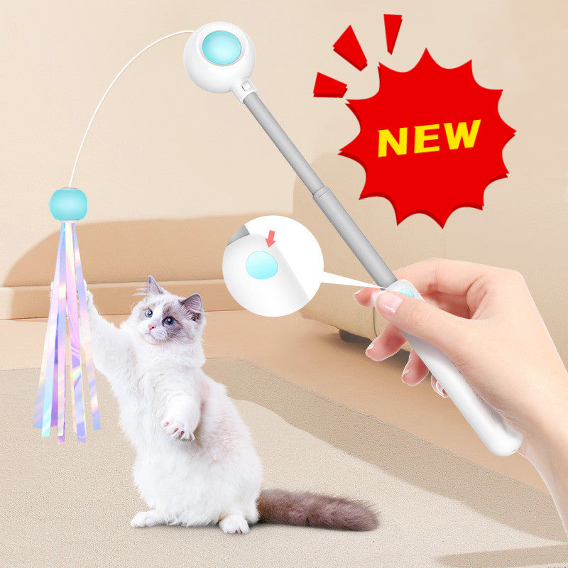 KFX-7193533 2-in-1 Retractable Cat Wand Toy with Laser and Feather Replacements