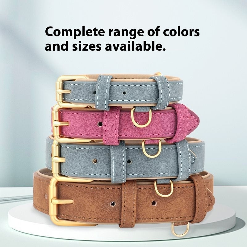 KFX-7194173 Double-Layer Leather Pet Collar with Traction Rope for Small to XL Dogs
