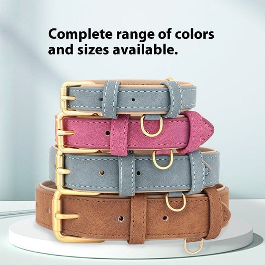 KFX-7194173 Double-Layer Leather Pet Collar with Traction Rope for Small to XL Dogs