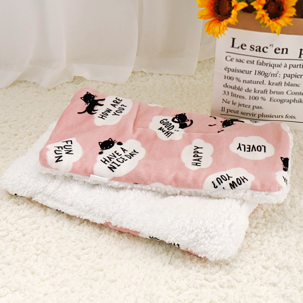 KFX-7194557 Lambskin Flannel and Cashmere Pet Blanket with Cute Cartoon Design
