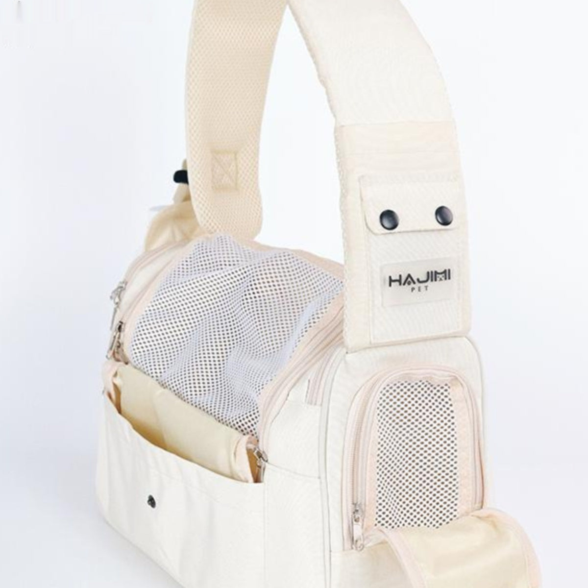 KFX-7194941 Spacious Genuine Leather Cat Backpack for All Seasons in Milky White and Black