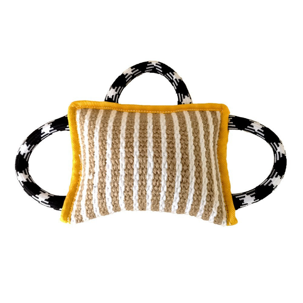 KFX-7195965 Durable Jute Bite Pillow with Handles for Tug of War and Interactive Play for Medium to Large Dogs