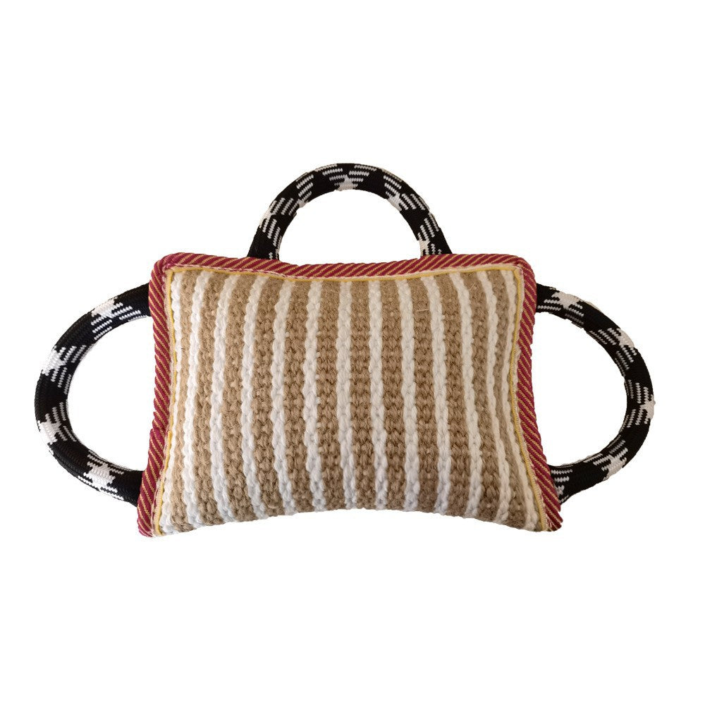 KFX-7195965 Durable Jute Bite Pillow with Handles for Tug of War and Interactive Play for Medium to Large Dogs