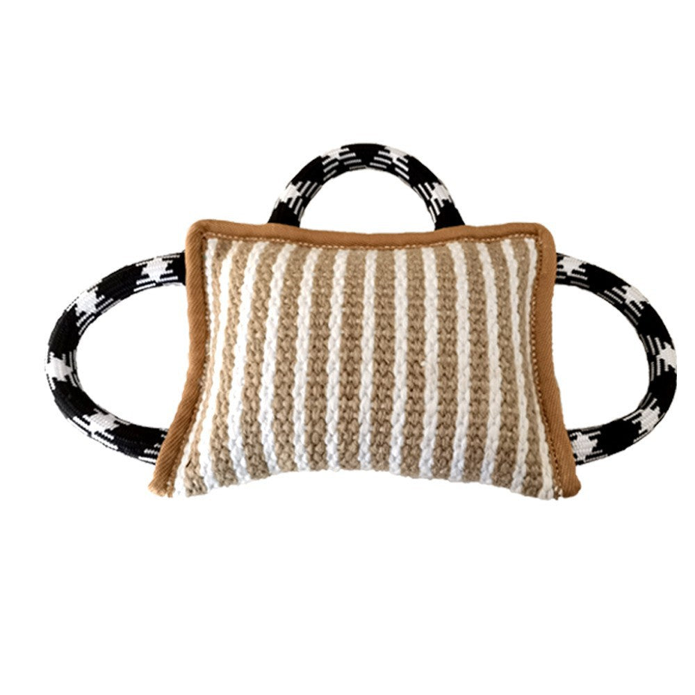 KFX-7195965 Durable Jute Bite Pillow with Handles for Tug of War and Interactive Play for Medium to Large Dogs